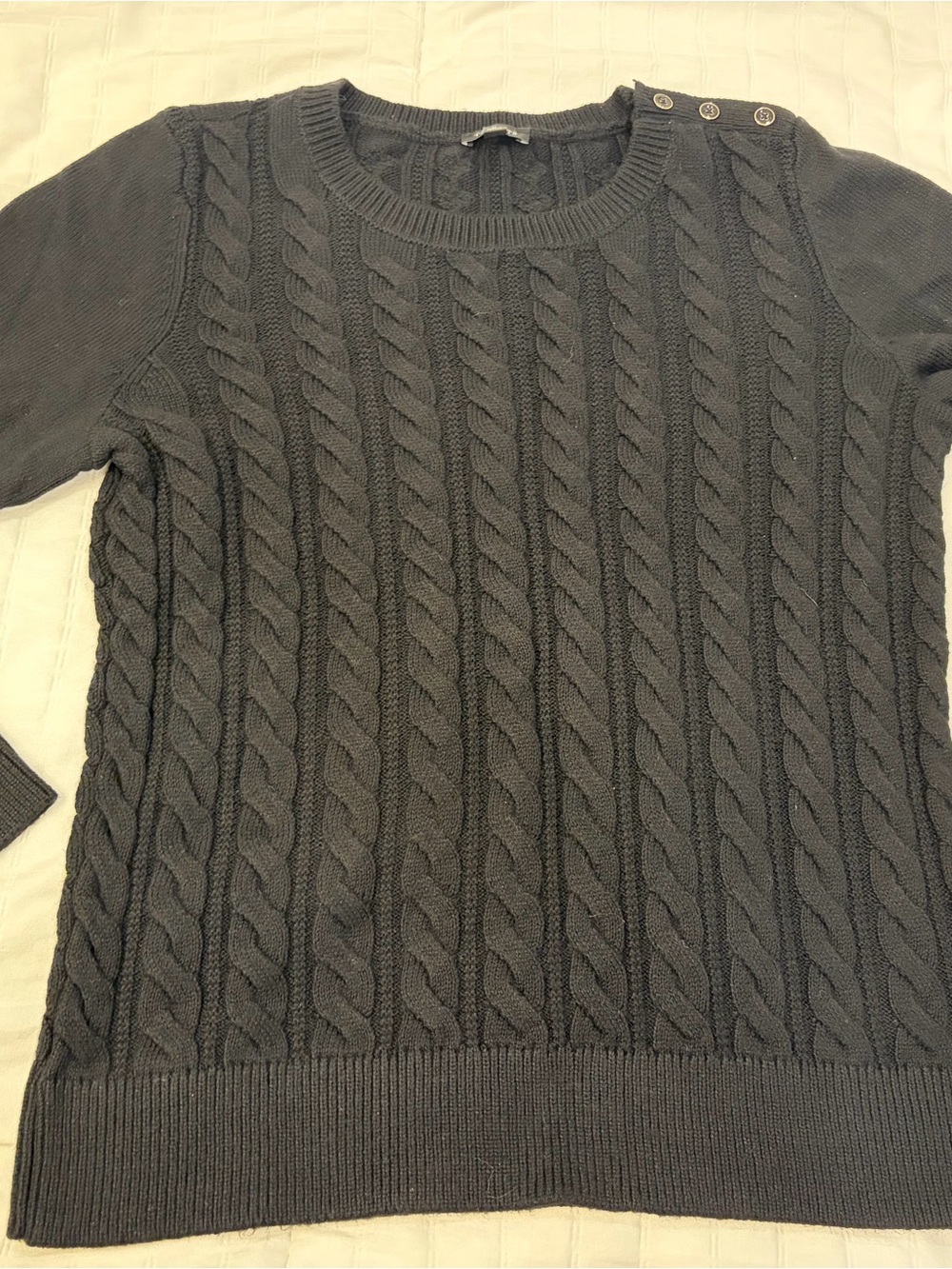 Crewneck Cable Knit Sweater - Charcoal